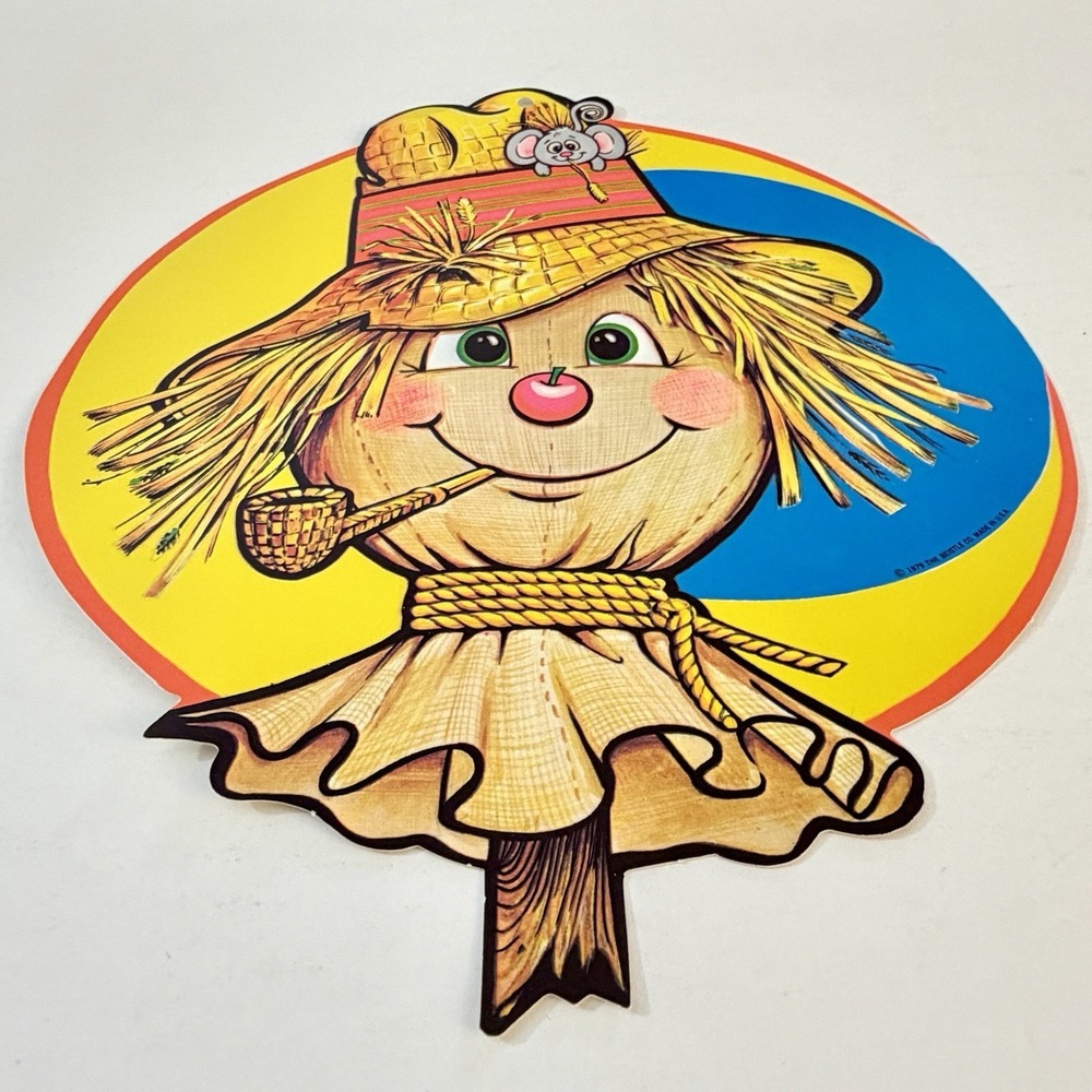 Vintage 1979 Beistle Scarecrow Die Cut Halloween Wall Decoration USA Mouse Hat - Picture 5 of 9